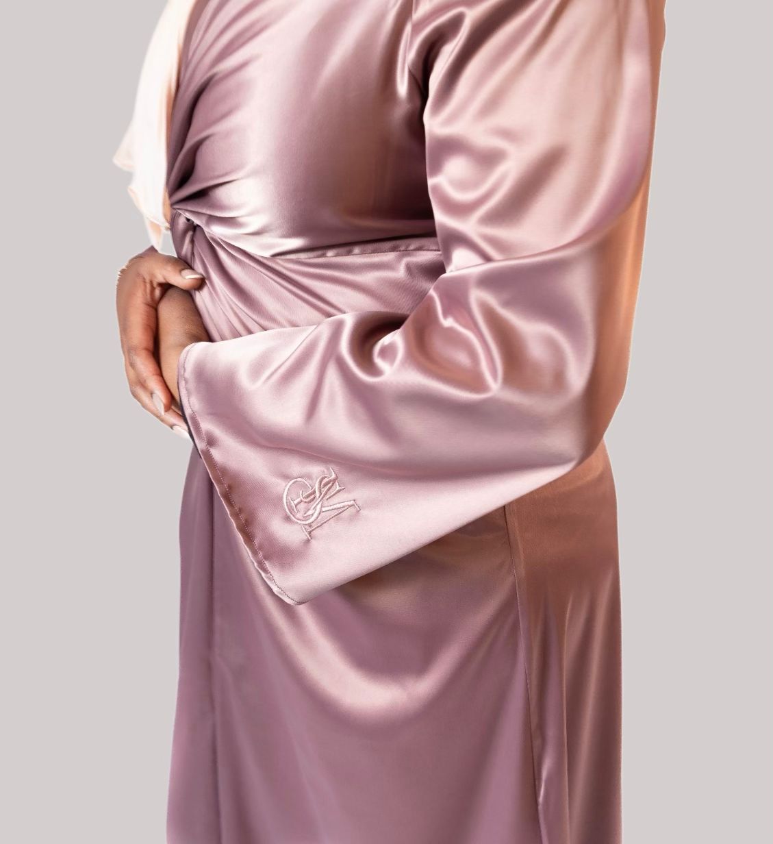 Robe Longue en Satin Stretch - Couleur Mellow Mauve