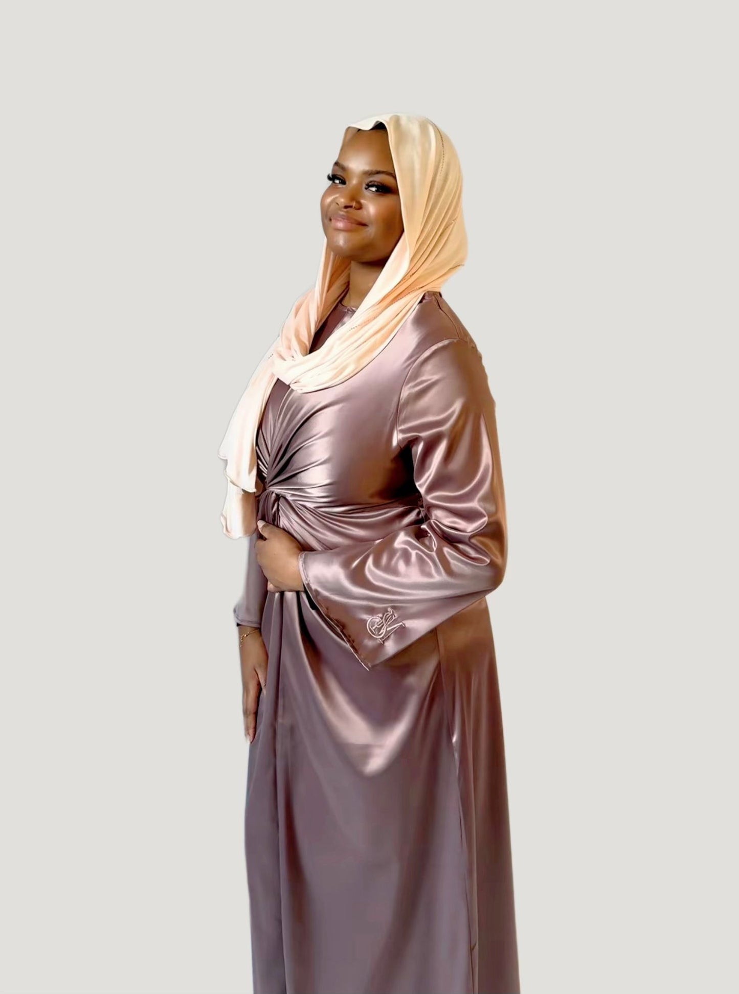 Robe Longue en Satin Stretch - Couleur Mellow Mauve